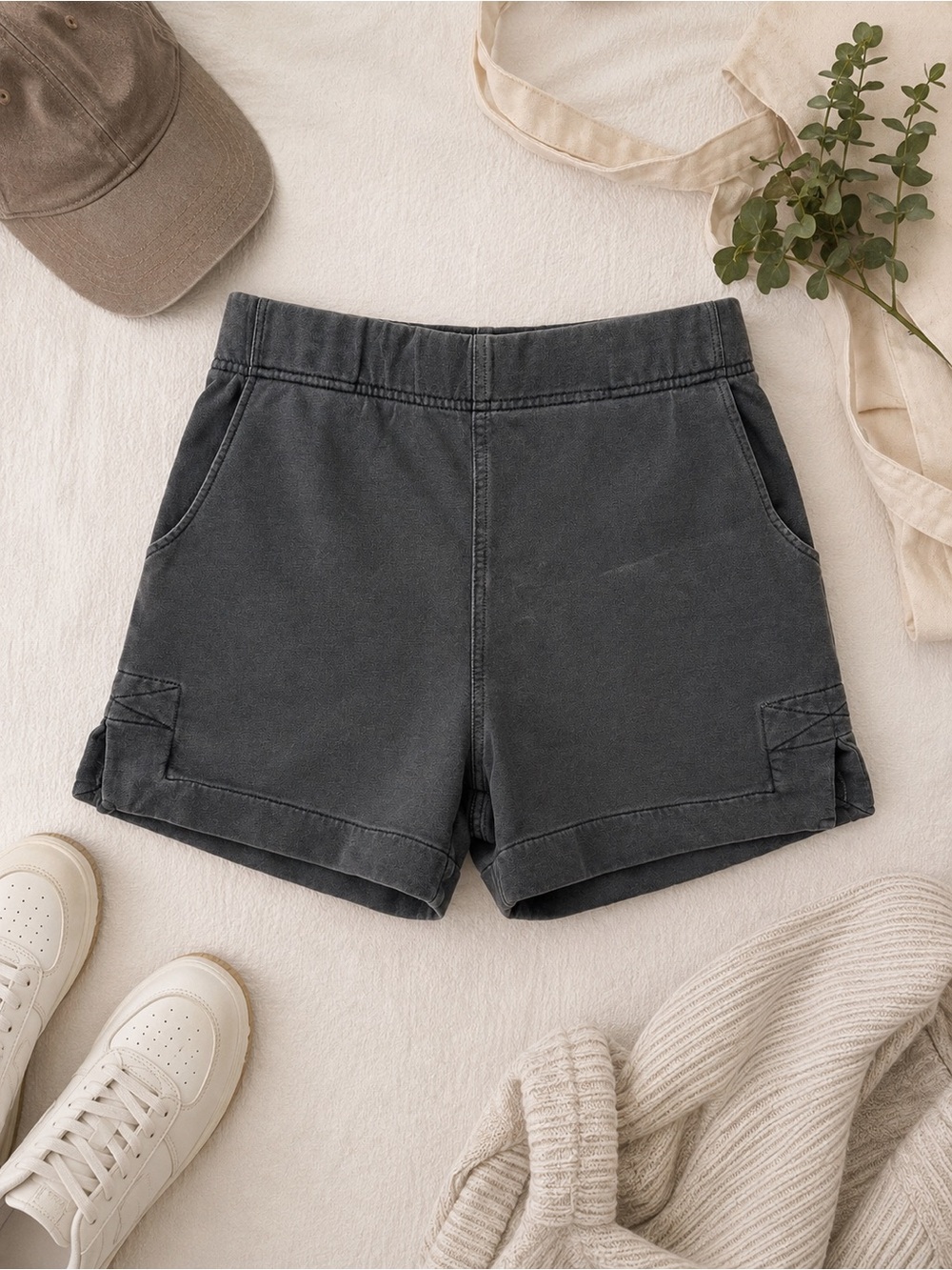 Rowan Womens Charlotte Terry Short 100% Cotton Size Medium Basic Capsule Minimal